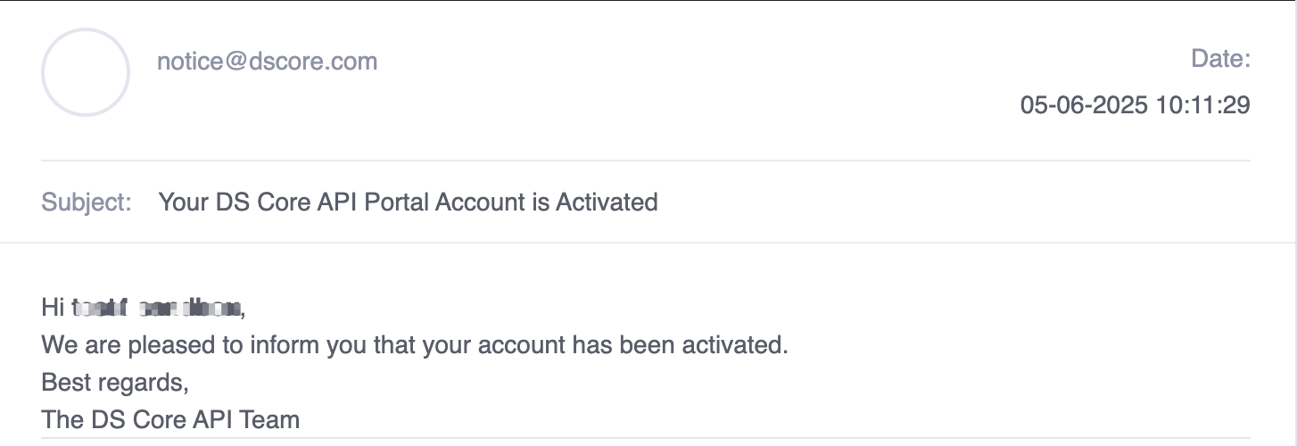 Account activated example